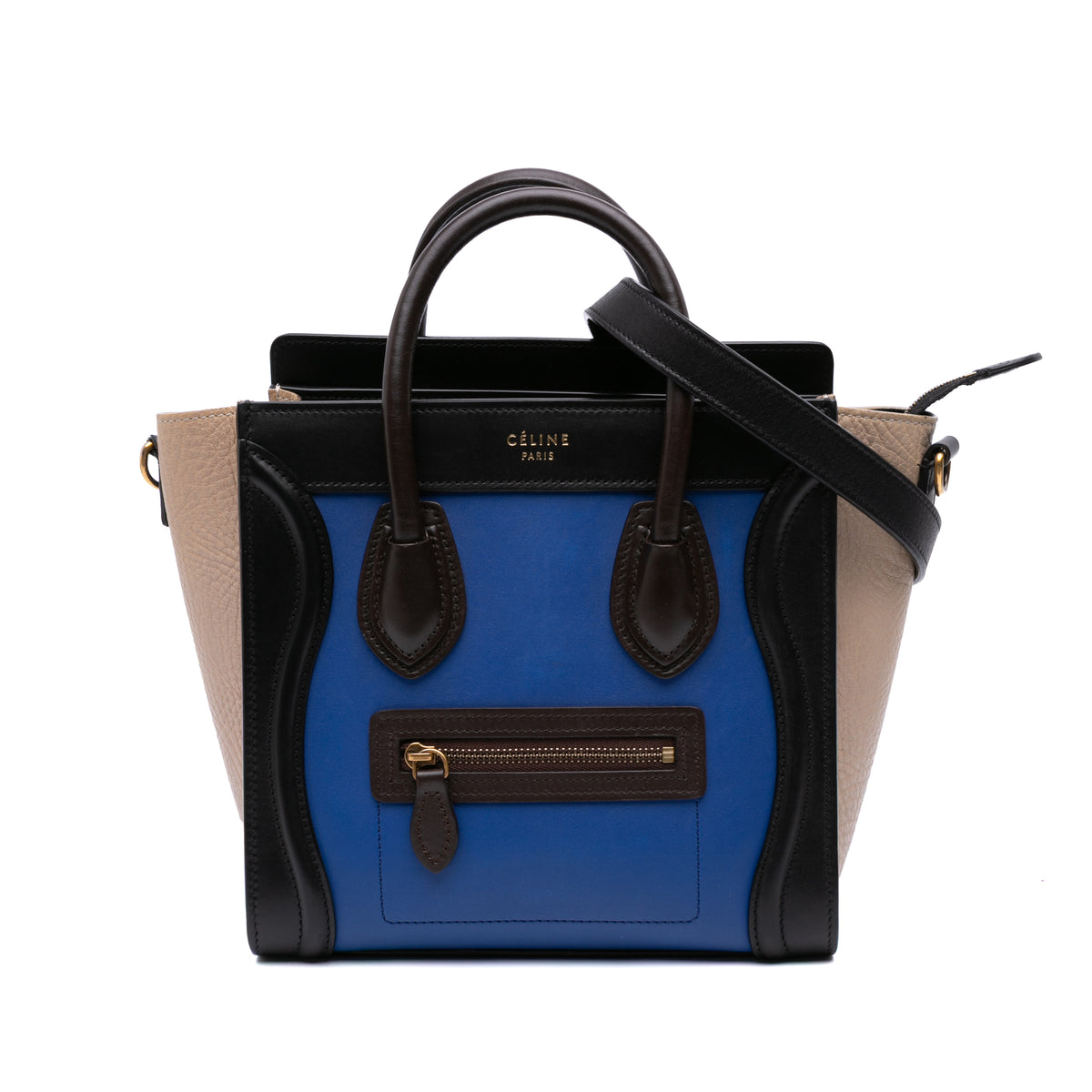 Nano Tricolor Leather Luggage Tote