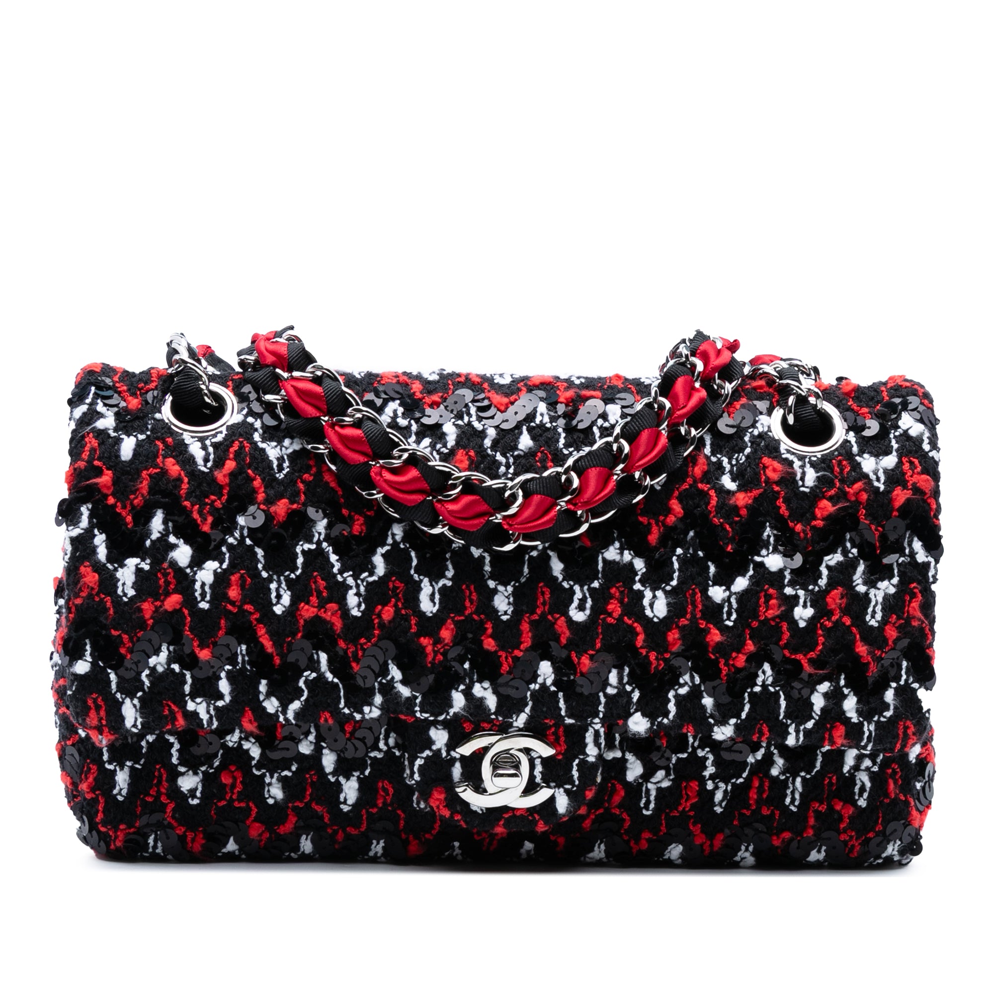 Medium Classic Sequined Tweed Double Flap