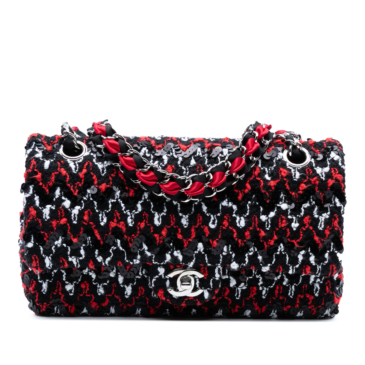 Medium Classic Sequined Tweed Double Flap