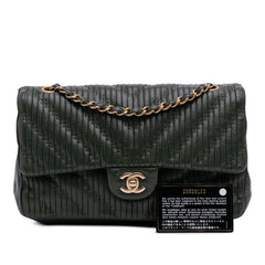 Medium Chevron Calfskin Coco Pleats Double Flap
