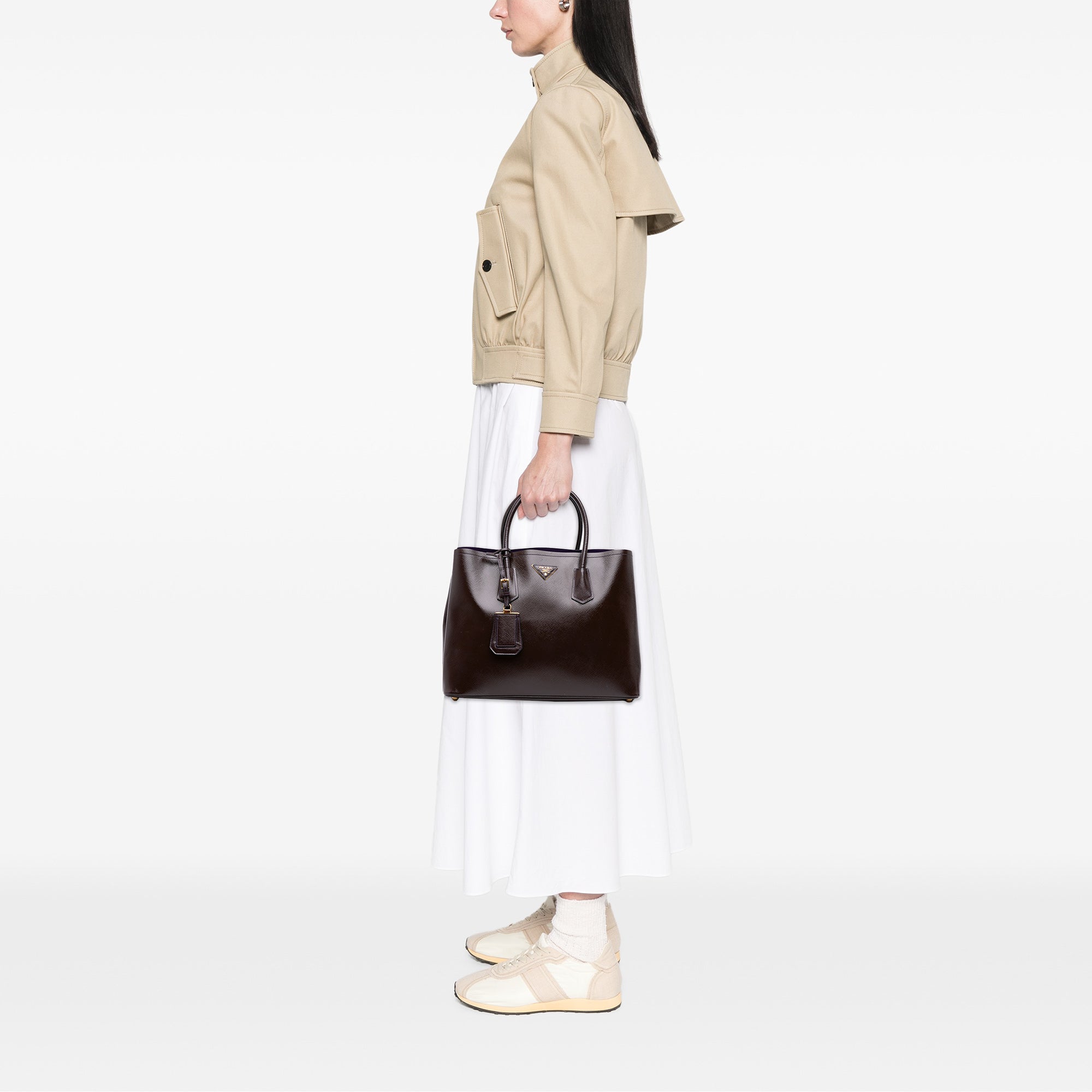 Large Saffiano Vernice Double Satchel