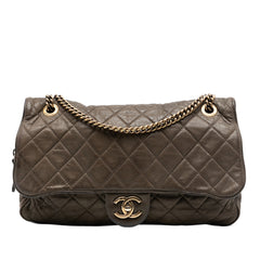 Large Quilted Iridescent Calfskin Shiva Flap