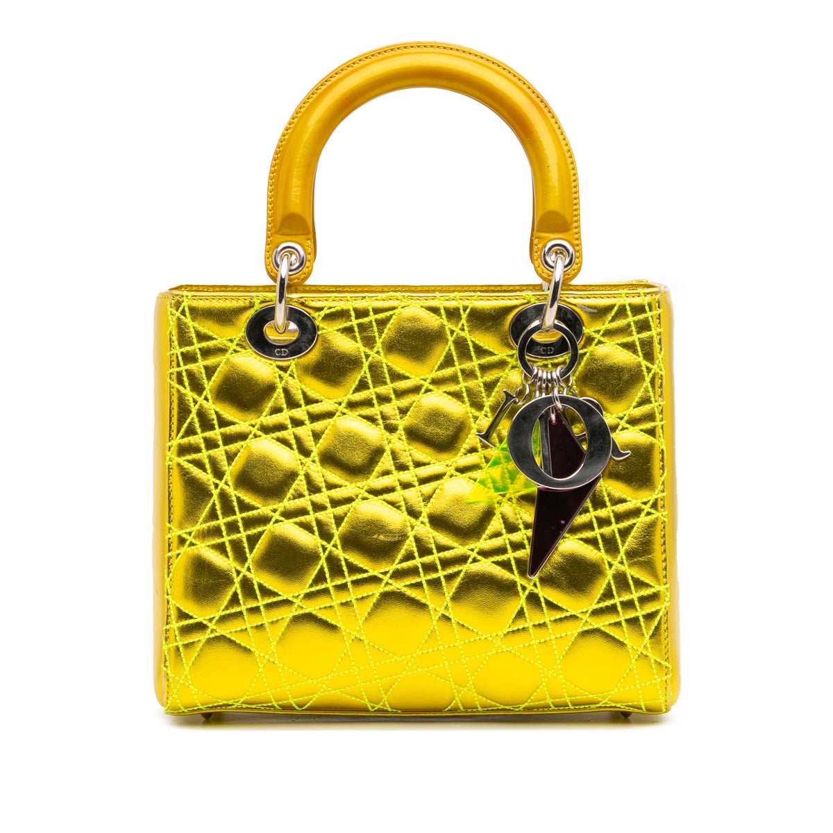 Anselm Reyle Medium Metallic Lambskin Cannage Lady Dior