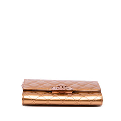 Quilted Metallic Patent Golden Class Wallet on Chain