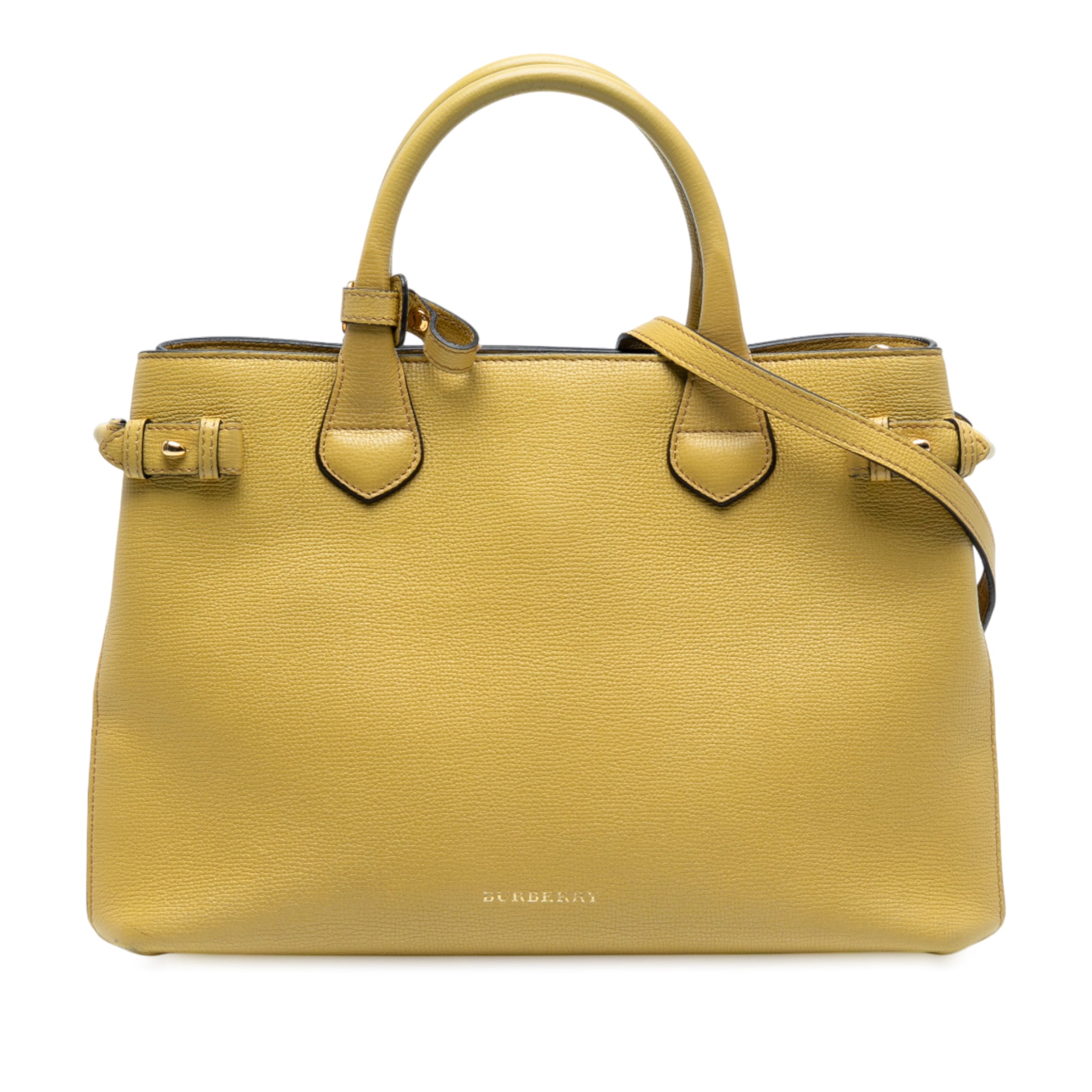 Medium Leather and House Check Banner Satchel