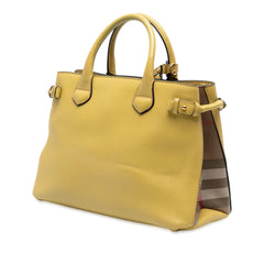 Medium Leather and House Check Banner Satchel