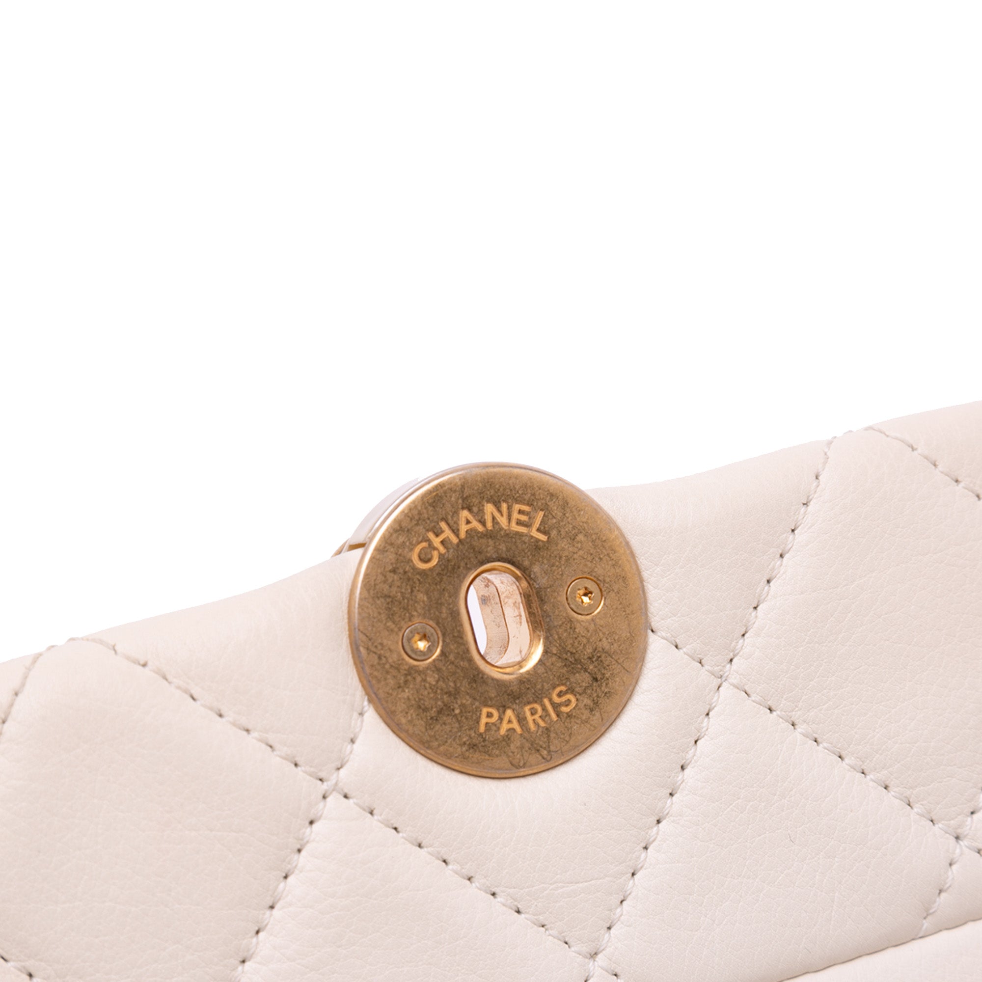 Quilted Calfskin Pearl CC Accordion Flap