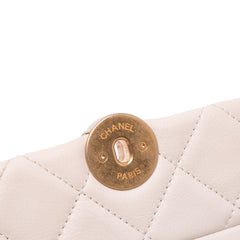 Small Quilted Calfskin Pearl CC Accordion Flap