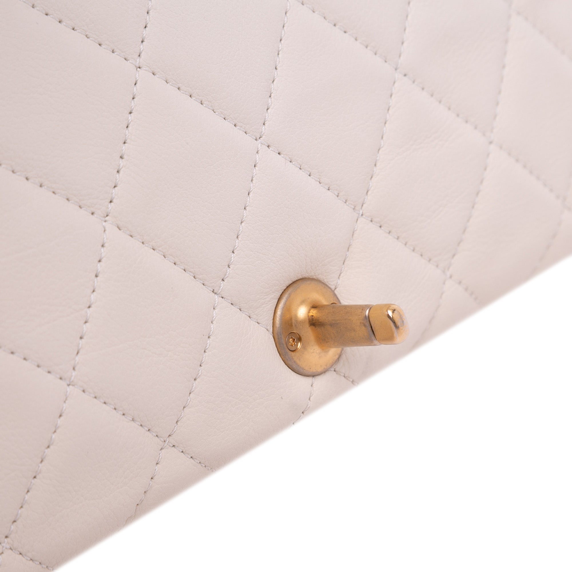 Small Quilted Calfskin Pearl CC Accordion Flap