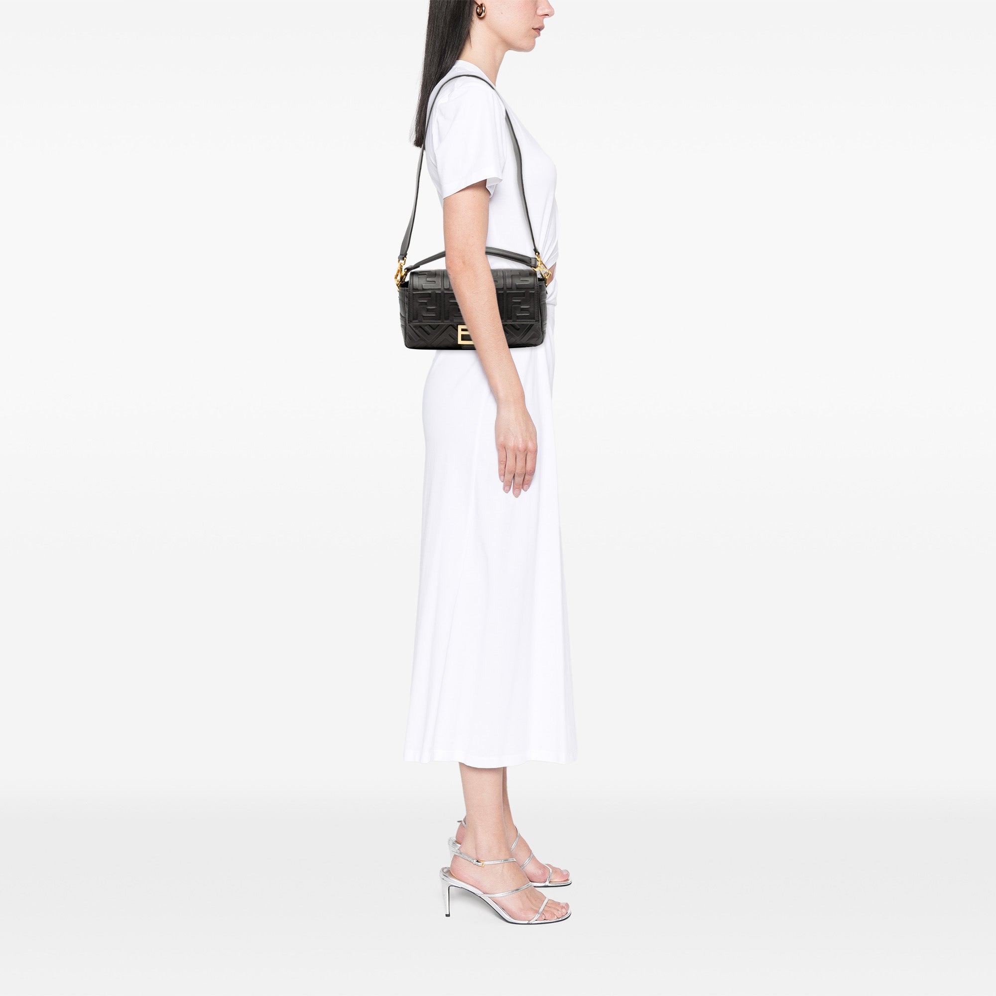 Zucca Embossed Leather Baguette Satchel