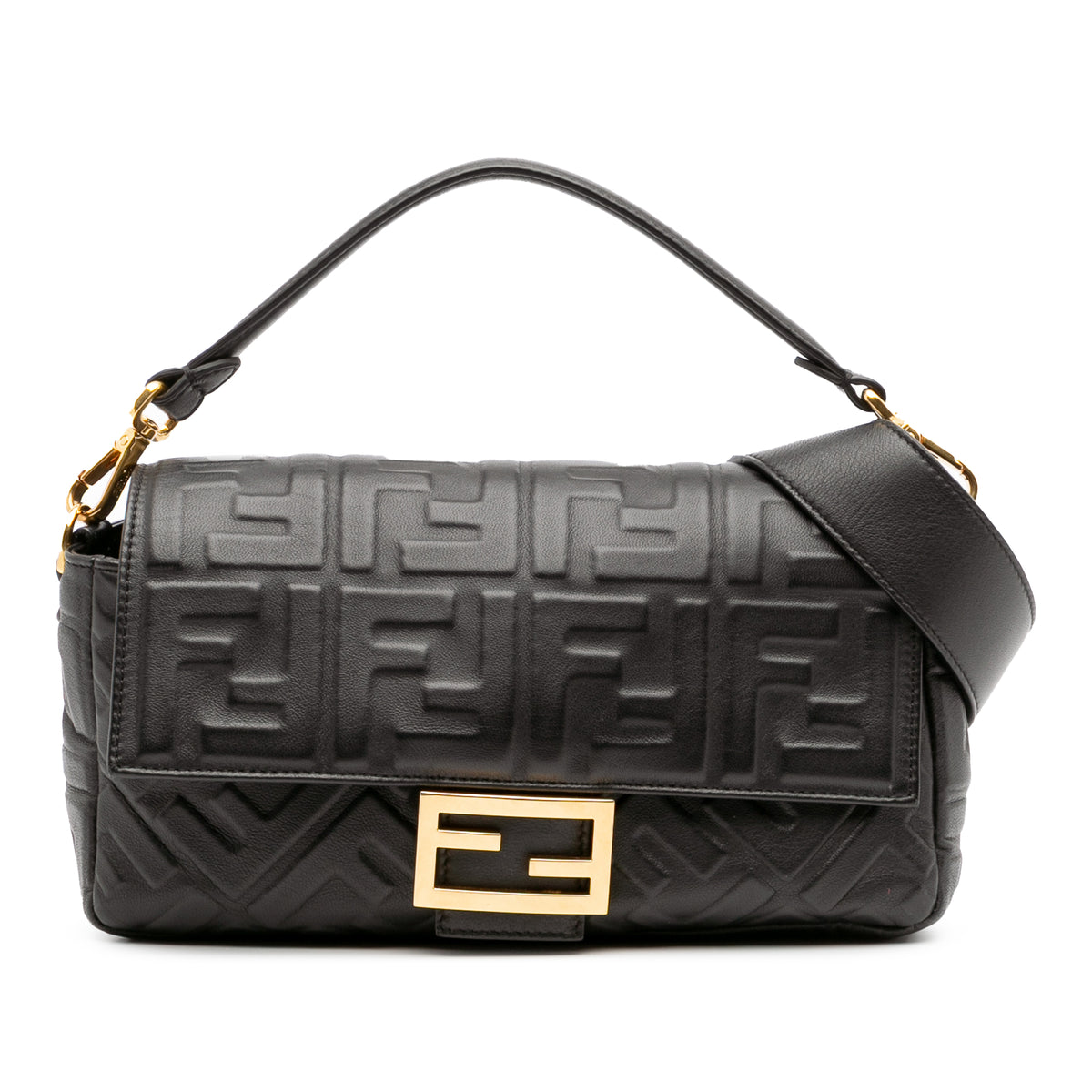 Zucca Embossed Leather Baguette Satchel
