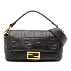 Zucca Embossed Leather Baguette Satchel