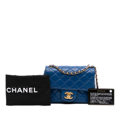 Mini Square Classic Lambskin Pearl Crush Single Flap