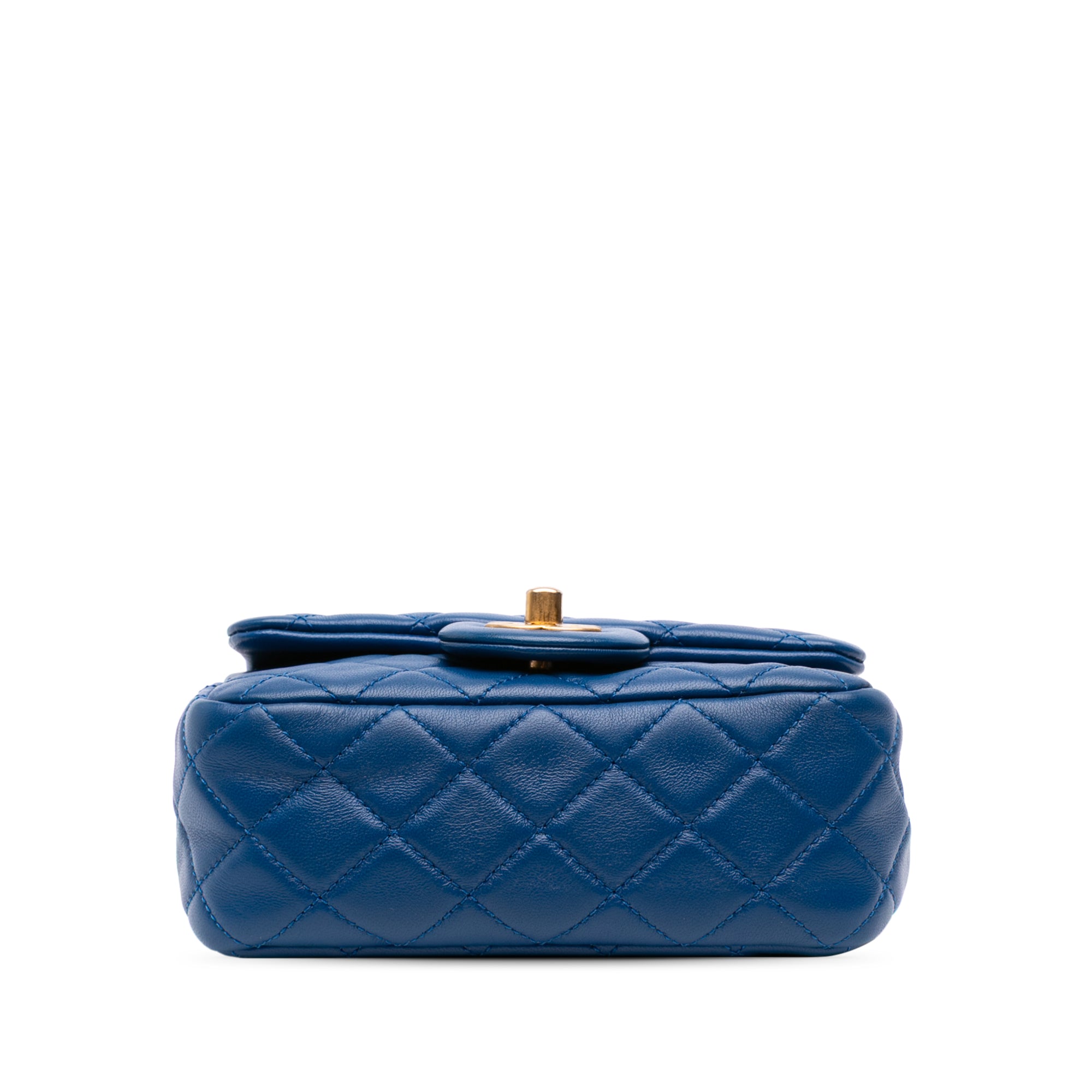 Mini Square Classic Lambskin Pearl Crush Single Flap