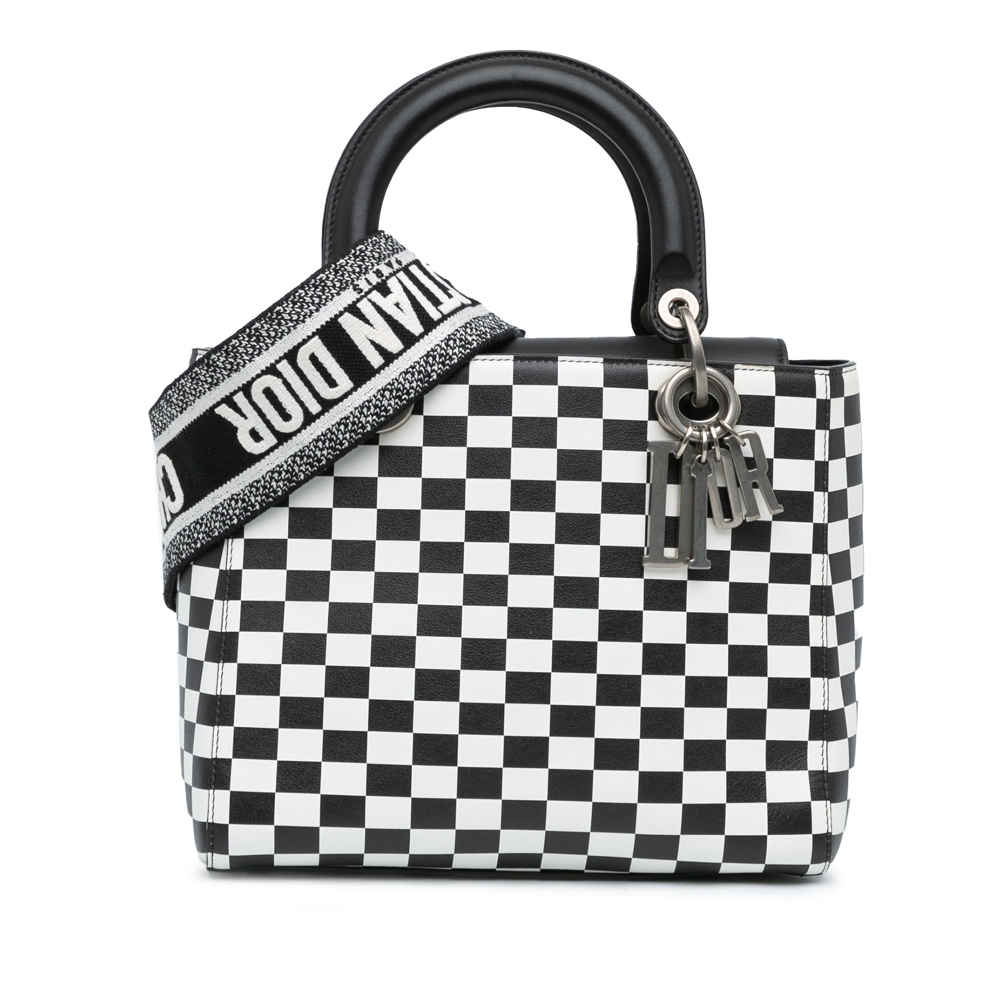 Medium Calfskin Checkered Lady Dior