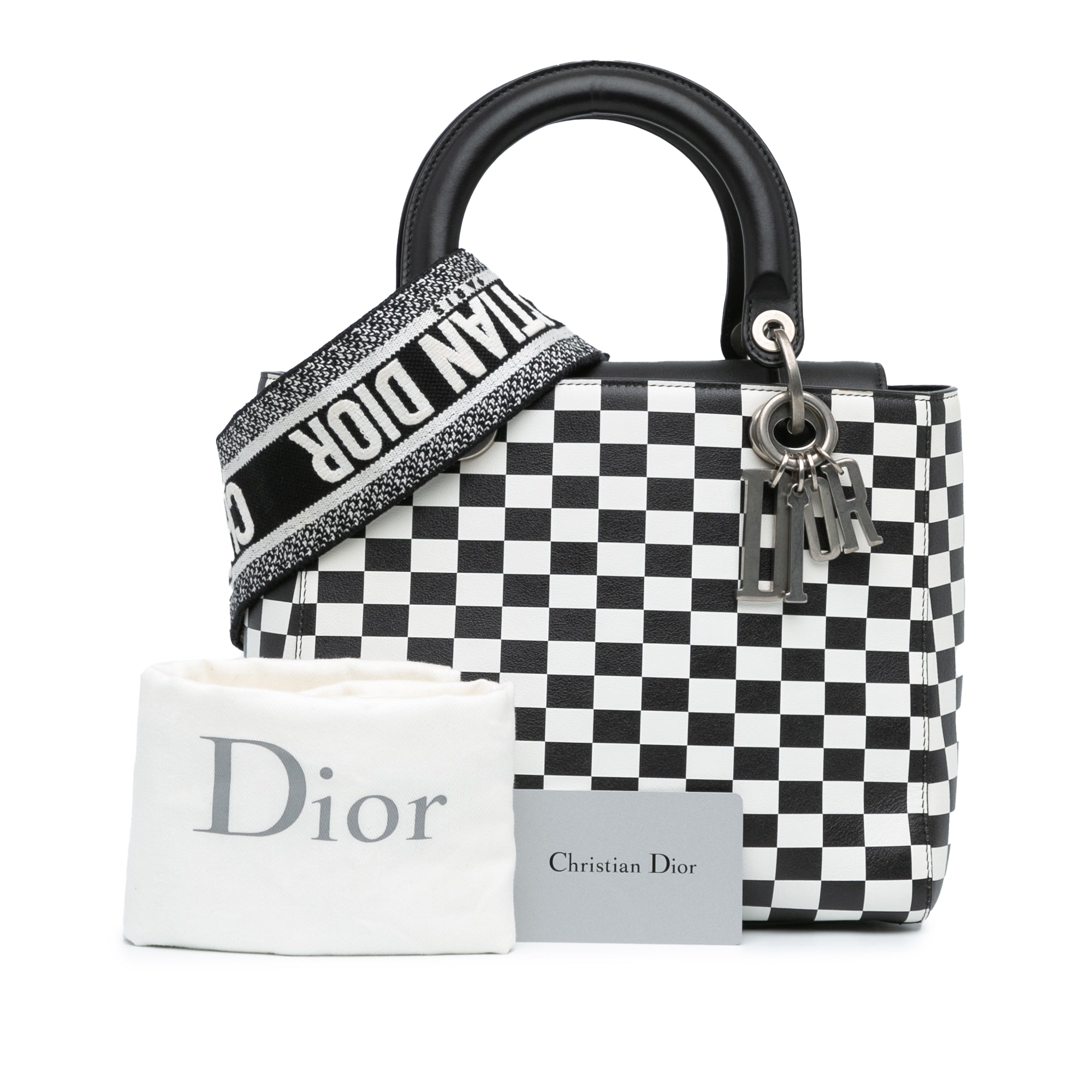 Medium Calfskin Checkered Lady Dior