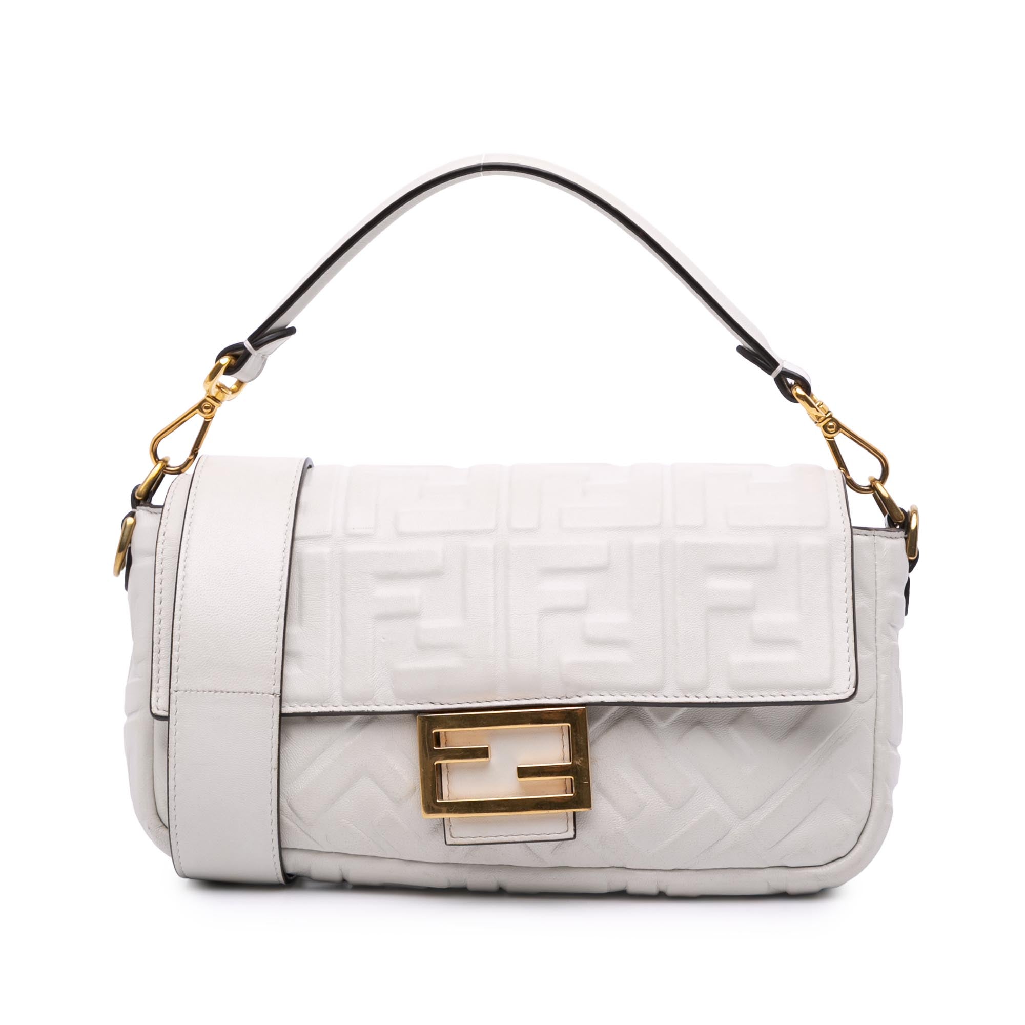 Zucca Embossed Leather Baguette Satchel