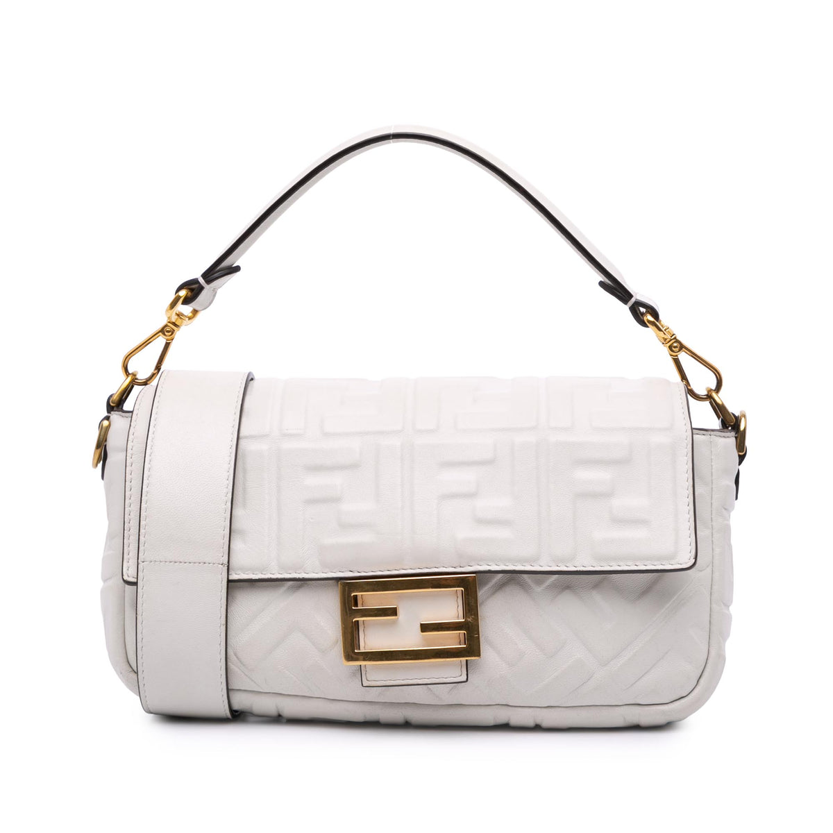 Zucca Embossed Leather Baguette Satchel