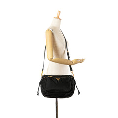 Saffiano Trimmed Tessuto Zip Top Crossbody