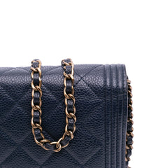 Quilted Caviar Boy Wallet on Chain