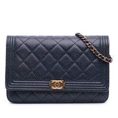 Quilted Caviar Boy Wallet on Chain