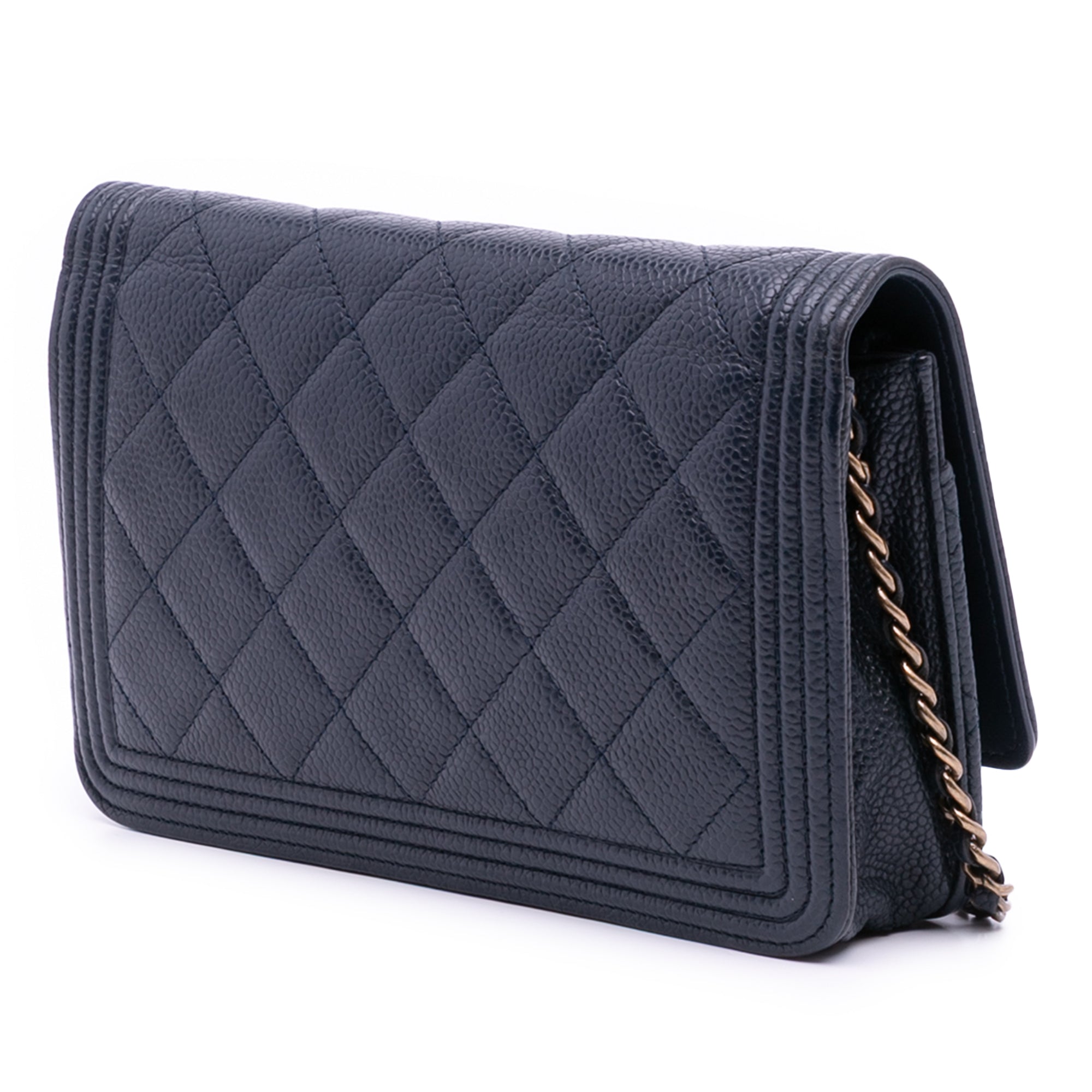 Quilted Caviar Boy Wallet on Chain