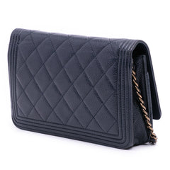 Quilted Caviar Boy Wallet on Chain