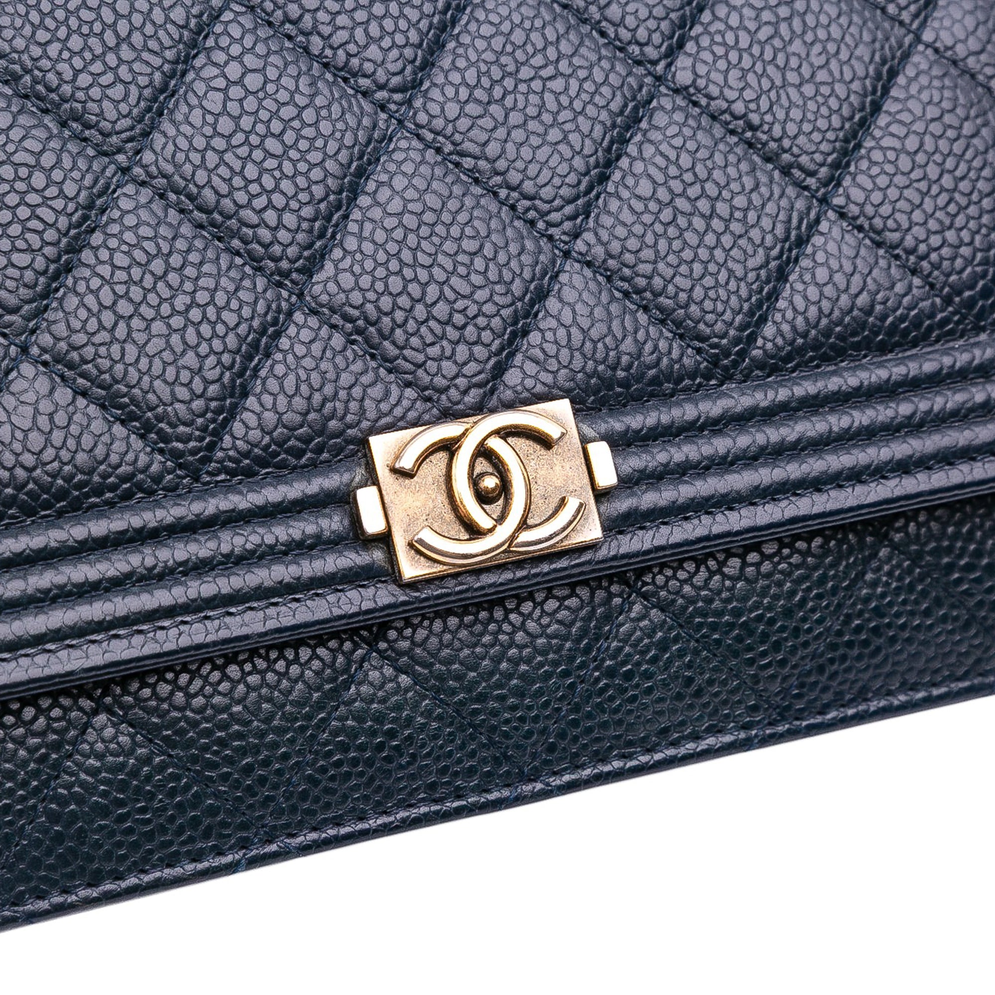 Quilted Caviar Boy Wallet on Chain