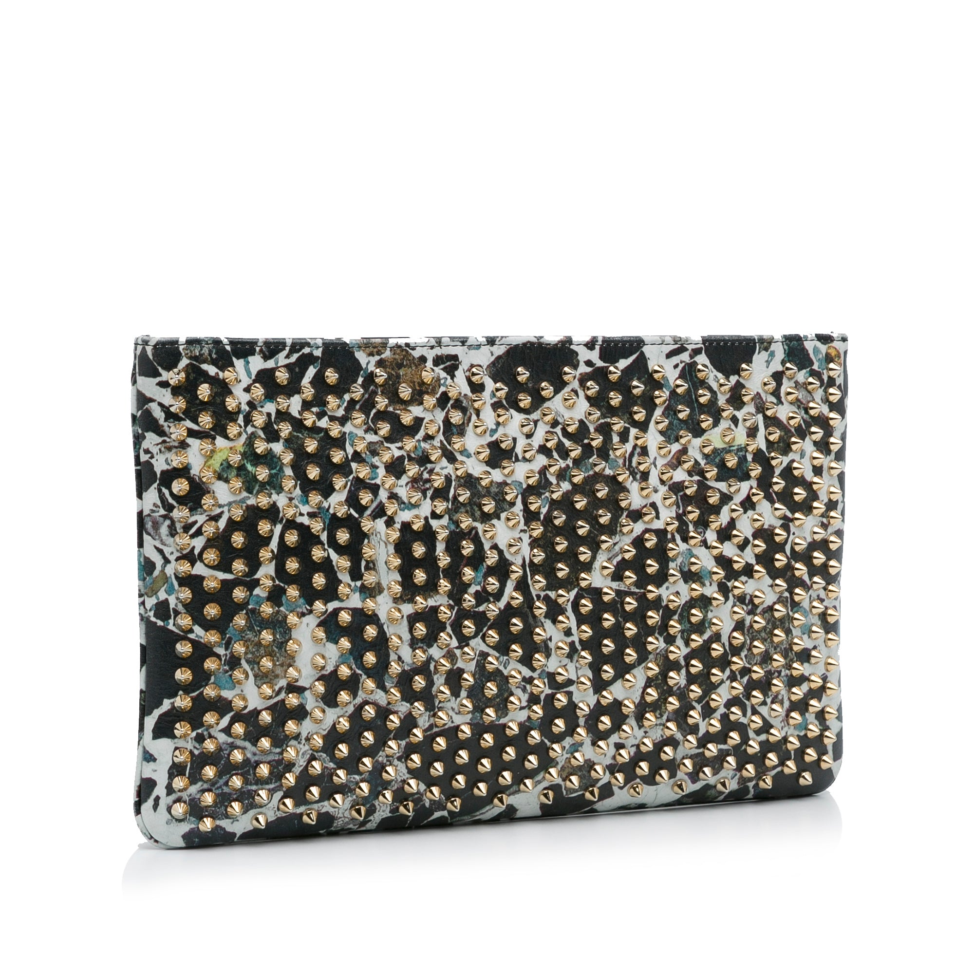 Loubiposh Spiked Leather Clutch Bag