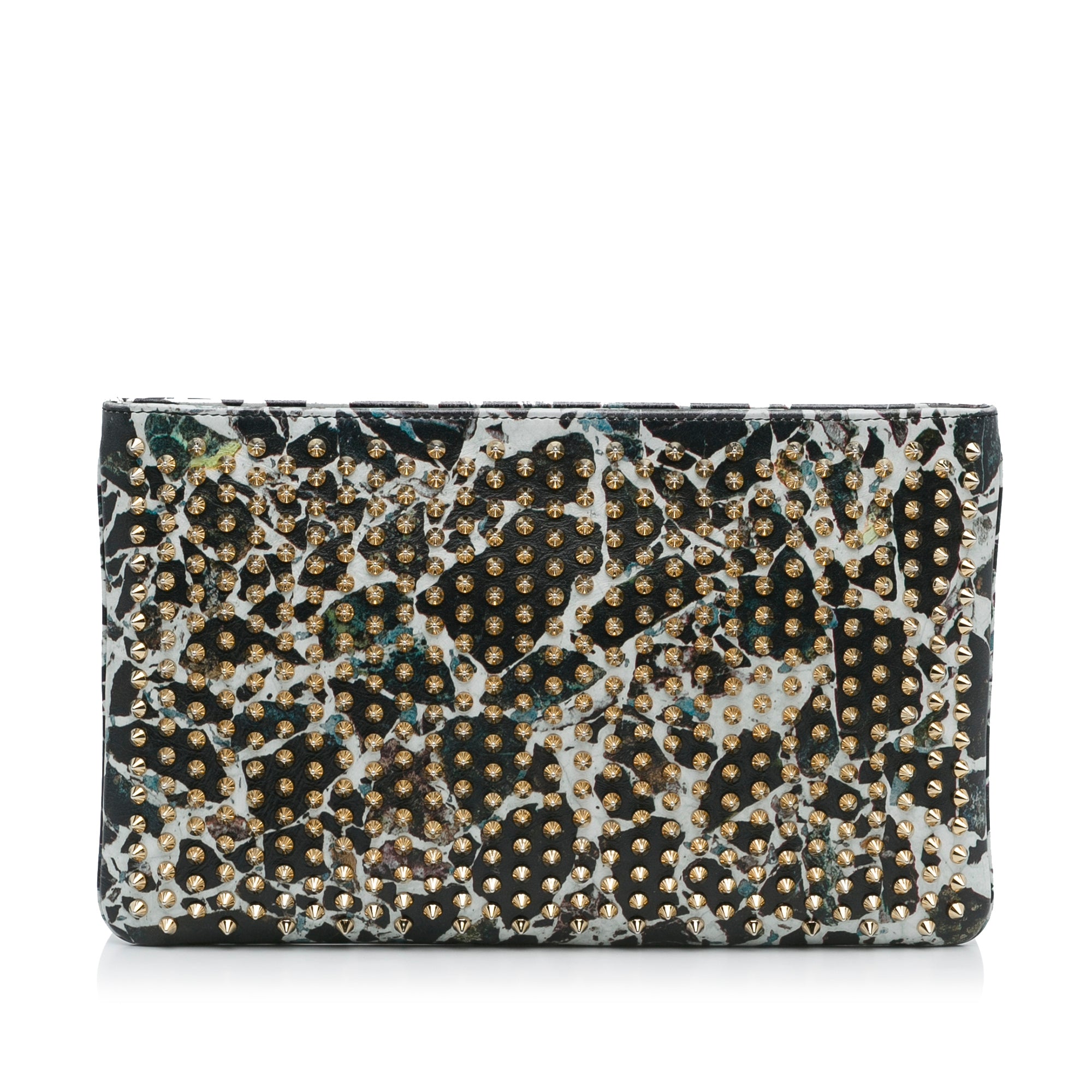 Loubiposh Spiked Leather Clutch Bag