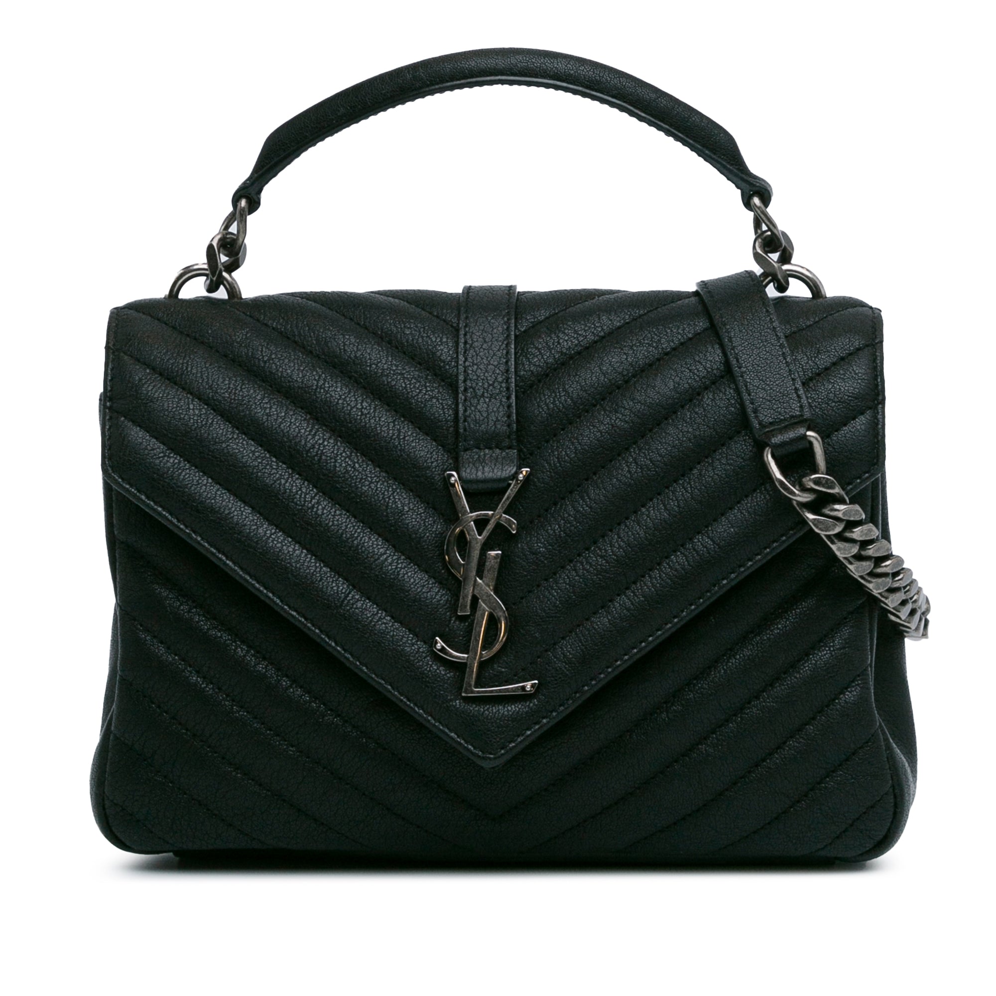 Medium Quilted Chevron Sheepskin College Satchel