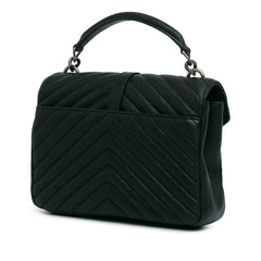 Medium Quilted Chevron Sheepskin College Satchel