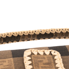 Pequin Gingham Canvas And Raffia Baguette Satchel