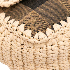 Pequin Gingham Canvas And Raffia Baguette Satchel
