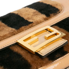 Shearling Pequin Baguette Satchel