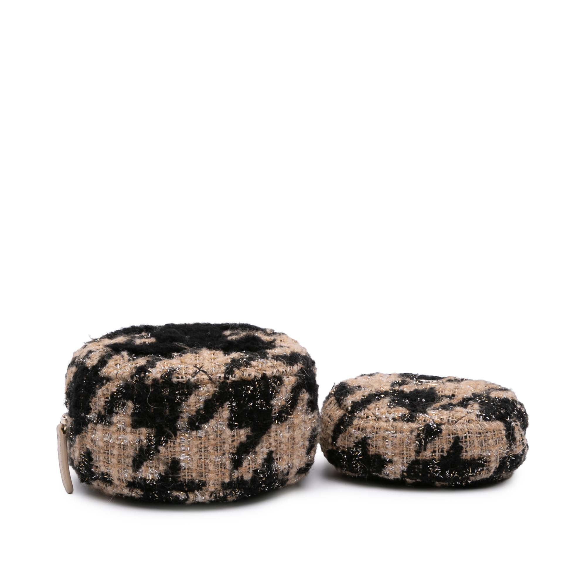 CC Quilted Tweed and Shearling Round Clutch With Chain