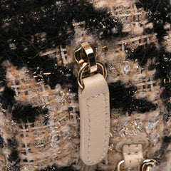 CC Quilted Tweed and Shearling Round Clutch With Chain