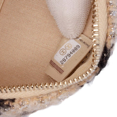 CC Quilted Tweed and Shearling Round Clutch With Chain