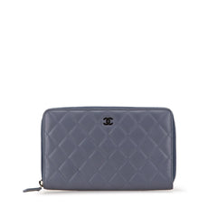 CC Quilted Lambskin Zip Around Wallet