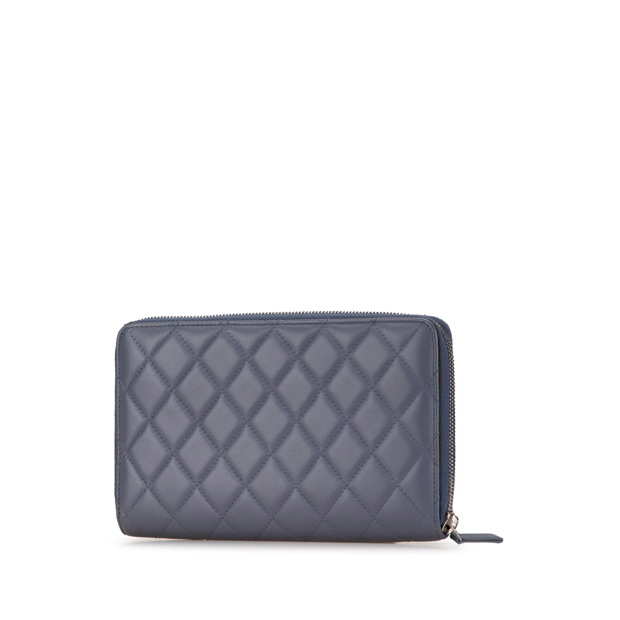 CC Quilted Lambskin Zip Around Wallet