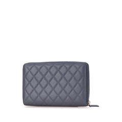 CC Quilted Lambskin Zip Around Wallet