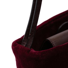 Velvet Trimmed House Check Canvas Bucket Bag