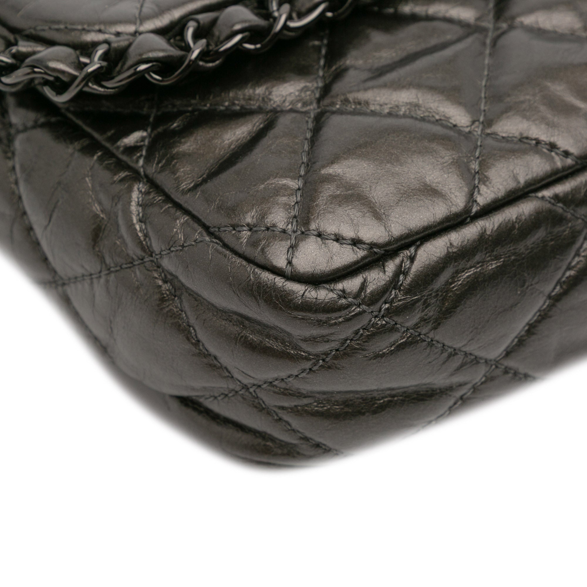 Medium Quilted Metallic Aged Calfskin Chain Me Flap