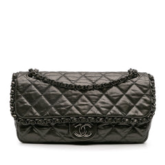 Medium Quilted Metallic Aged Calfskin Chain Me Flap