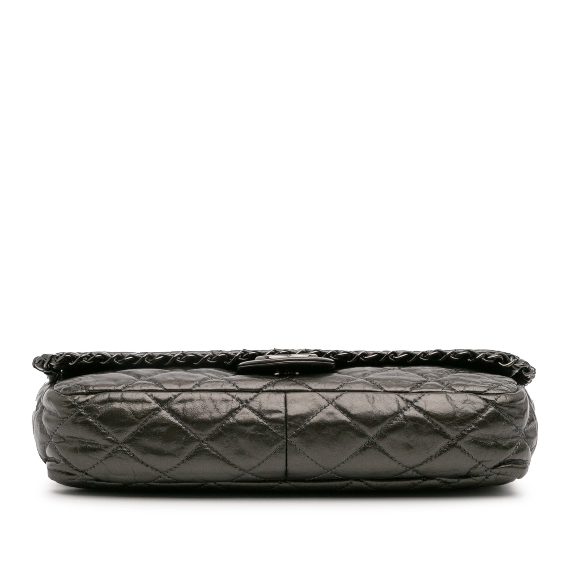 Medium Quilted Metallic Aged Calfskin Chain Me Flap