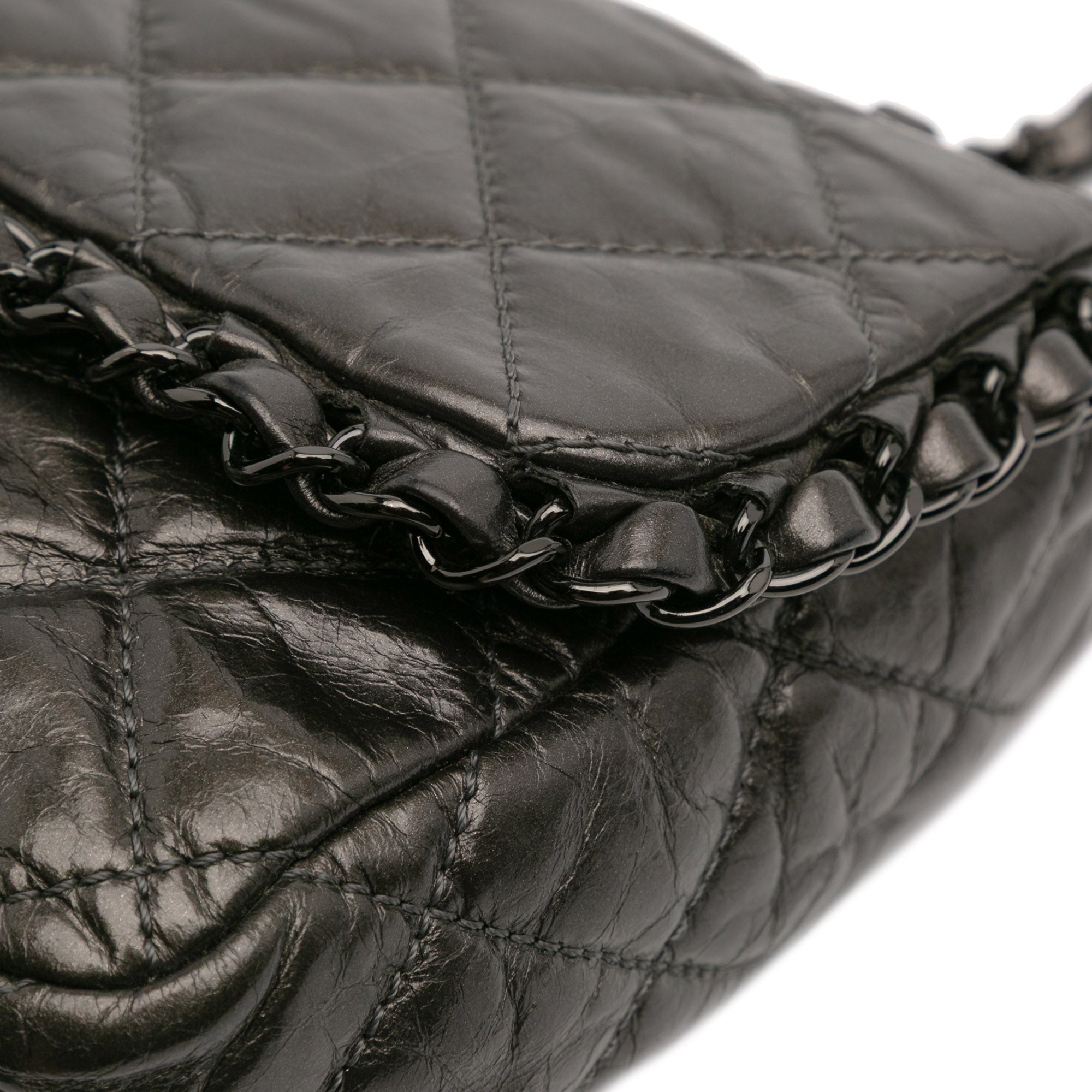 Medium Quilted Metallic Aged Calfskin Chain Me Flap