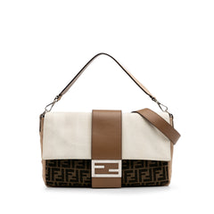 Large Zucca and Pequin Canvas Convertible Baguette Satchel
