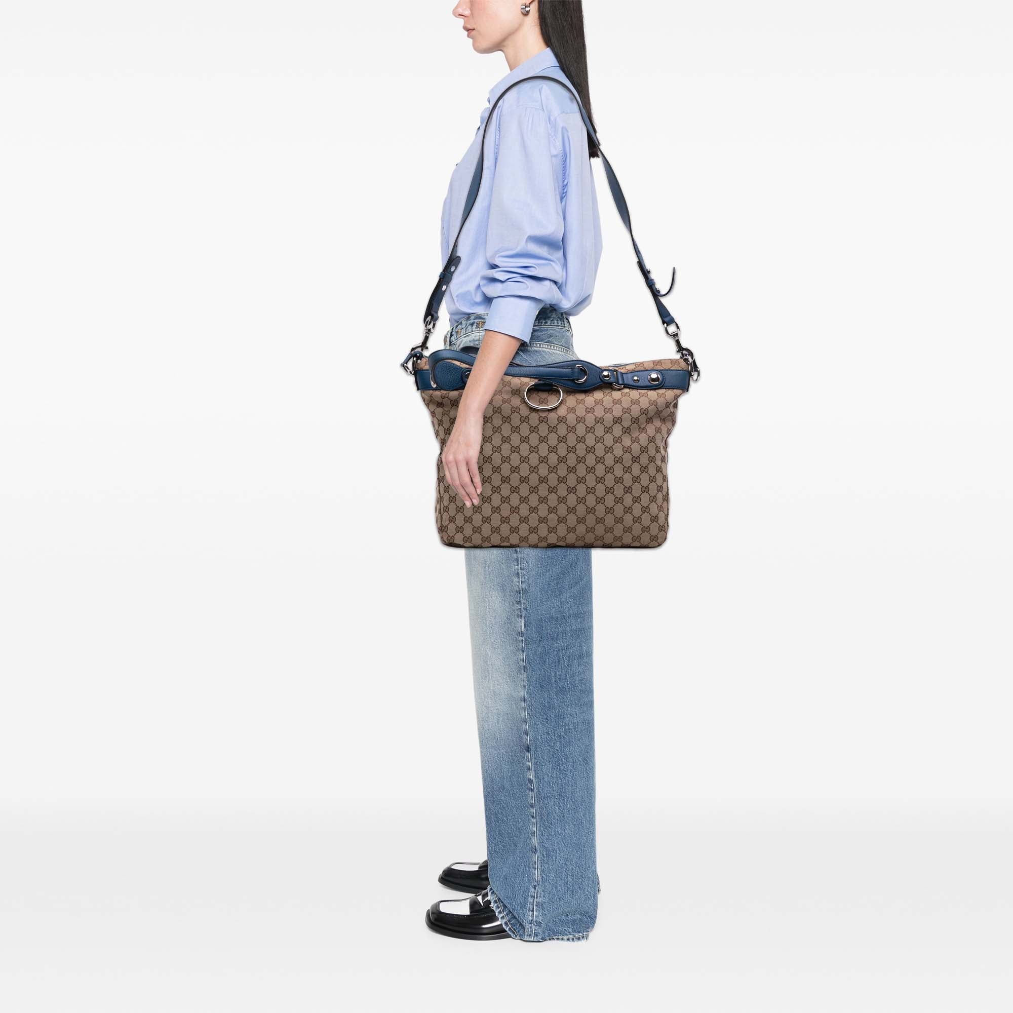 Large GG Canvas Icon Bit Satchel