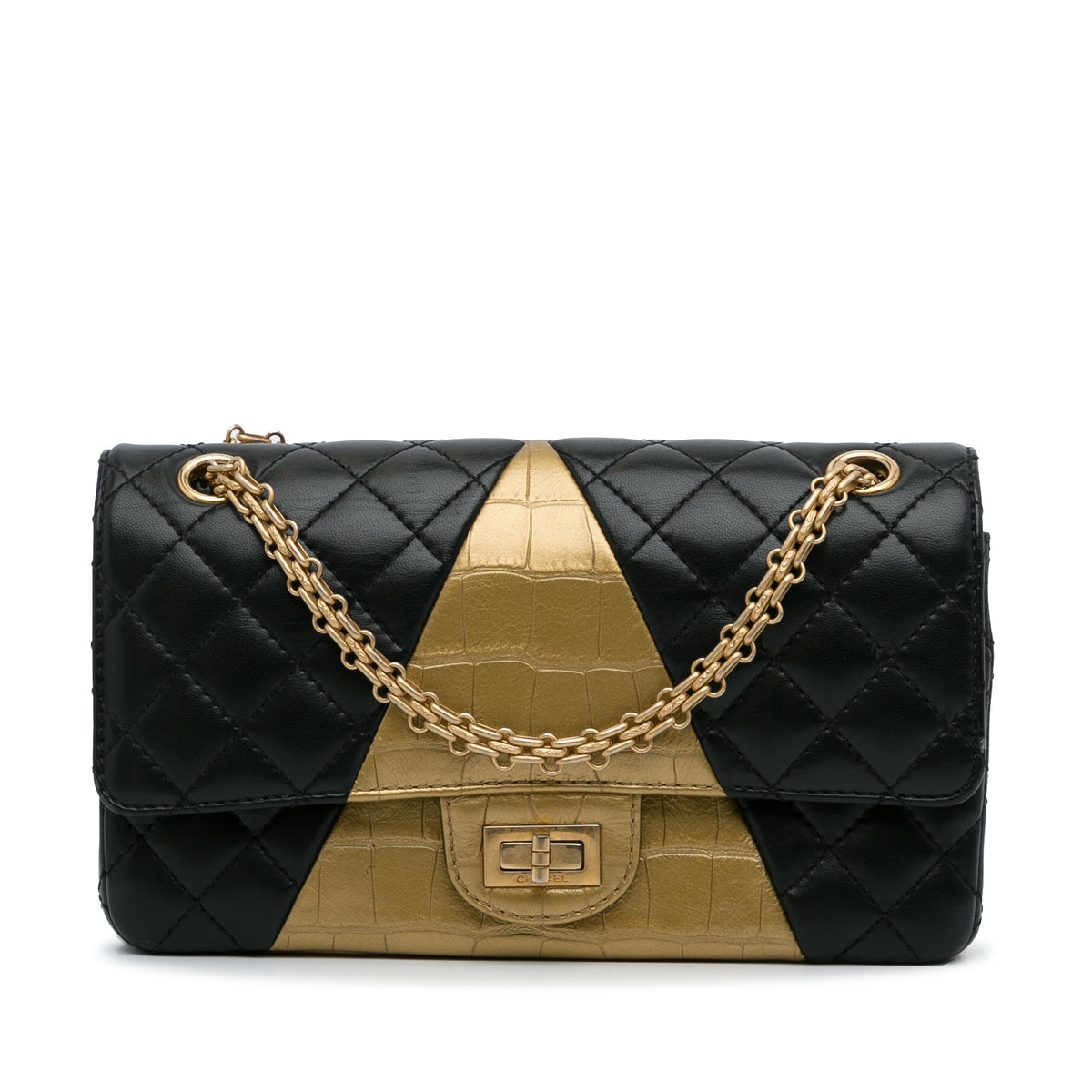 Medium Croc Embossed Lambskin 2.55 Reissue Double Flap Bag