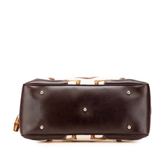 Printed Canvas Bamboo Horsebit Handbag